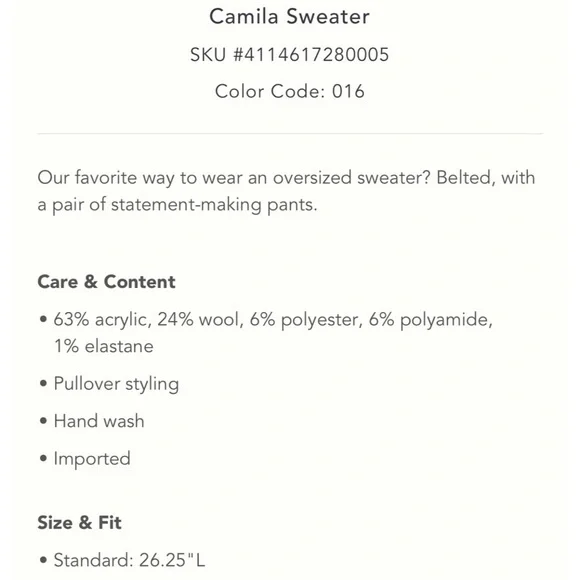 Anthropologie Camila Neutral Sweater NWT Oversized SZ XL - Picture 12 of 12